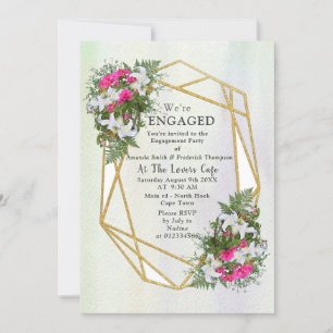 Geometric - Gold Glitter Flower Bouquet Theme Invitation