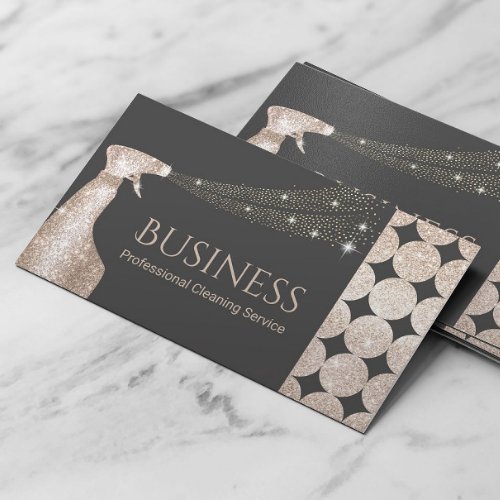 Geometric Gold Glitter Spray Cleaning Service Business Card