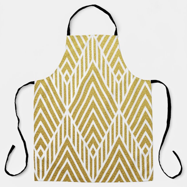 Geometric gold glittering seamless pattern apron (Front)