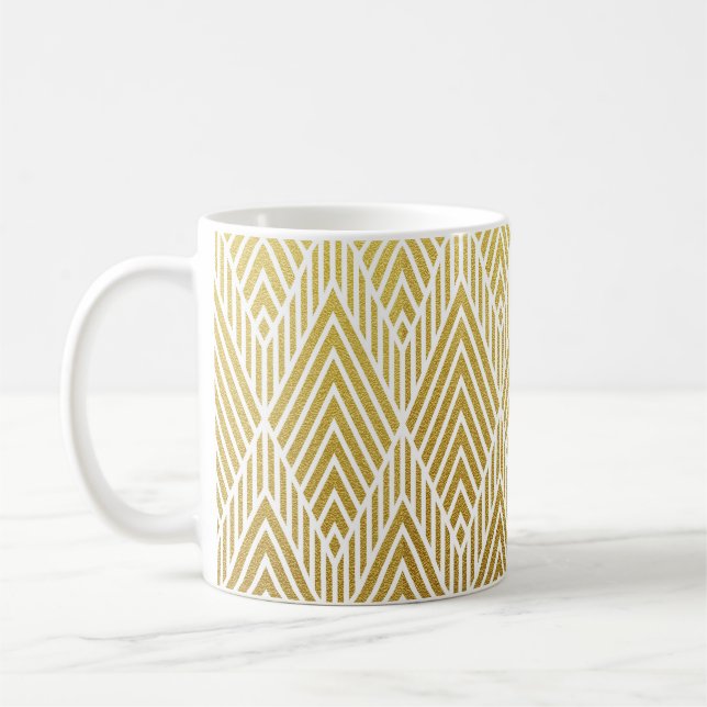 Geometric gold glittering seamless pattern coffee mug (Left)