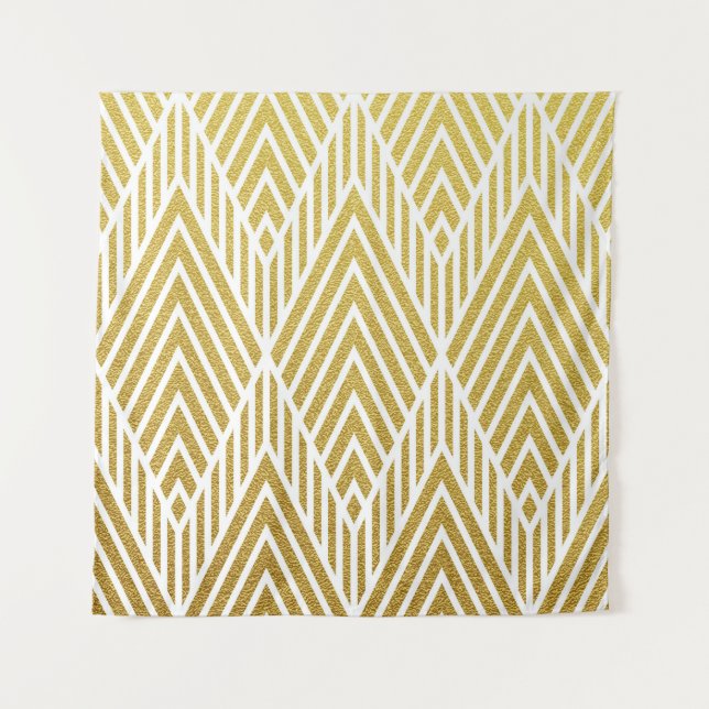 Geometric gold glittering seamless pattern tapestry (Front)