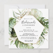 Geometric Gold Green Bridesmaids Luncheon Shower Invitation (Front)