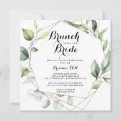 Geometric Gold Green Brunch with the Bride Shower Invitation (Front)