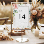 Geometric Gold Green Foliage Floral Wedding Table Number<br><div class="desc">This geometric gold green foliage floral wedding table number is perfect for a modern wedding. The design features hand-painted botanical green and gold foliage with pink, blush, white flowers, adorning an elegant geometric frame. This is a double sided table number. Add each table number you need to your cart individually....</div>