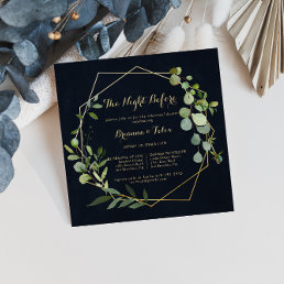 Geometric Gold Green Night Before Rehearsal Dinner Invitation