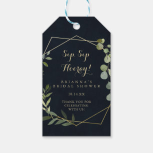 Geometric Gold Green Sip Sip Hooray Bridal Shower  Gift Tags