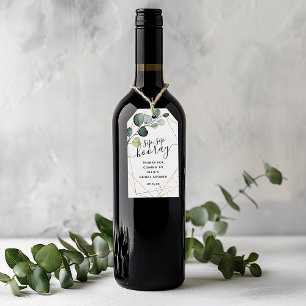 Geometric Gold Green Sip Sip Hooray Bridal Shower Gift Tags