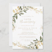 Geometric Gold Greenery 50th Wedding Anniversary   Invitation (Front)