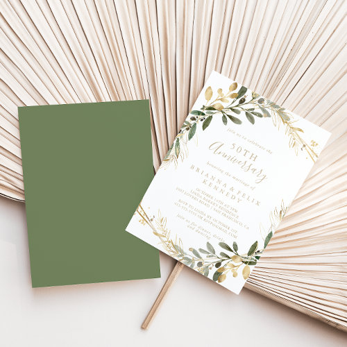Geometric Gold Greenery 50th Wedding Anniversary  