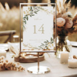 Geometric Gold Greenery Fall Wedding  Table Number<br><div class="desc">This geometric gold greenery fall wedding table number is perfect for a modern wedding. The design features a beautiful gold geometric frame with elegant green leaves.

This is a double sided table number. Add each table number you need to your cart individually.</div>