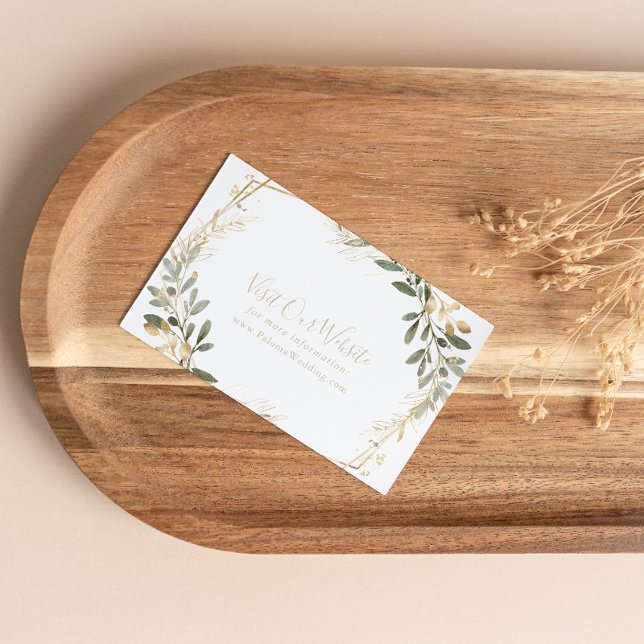 Geometric Gold Greenery Fall Wedding Website  Enclosure Card (Creator Uploaded)