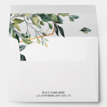 Geometric Gold Greenery Return Address