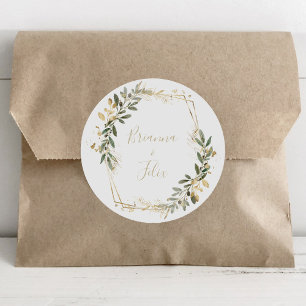 Geometric Gold Greenery  Wedding Envelope Seals