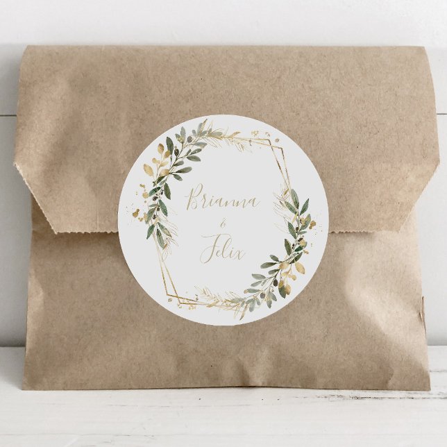 Geometric Gold Greenery  Wedding Envelope Seals (Creator Uploaded)