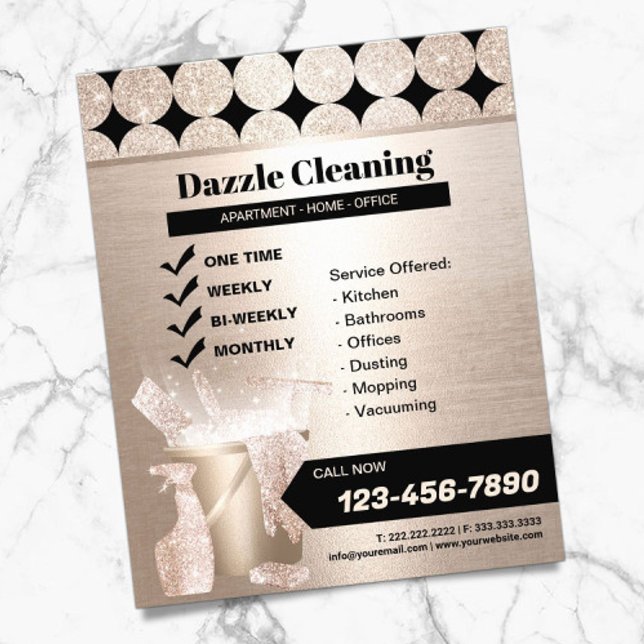 Geometric Gold House Cleaning Service Housekeeping Flyer (Creator Uploaded)