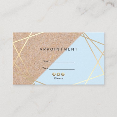 Geometric Gold Kraft Printed Blue Appointment Business Card