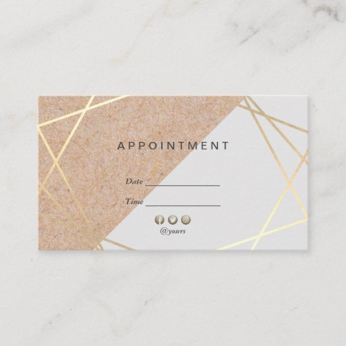 Geometric Gold Kraft Printed Grey Appointment Business Card