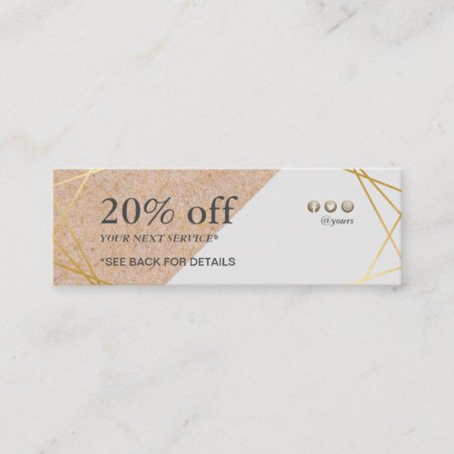 Geometric Gold Kraft Printed Light Grey Discount Mini Business Card