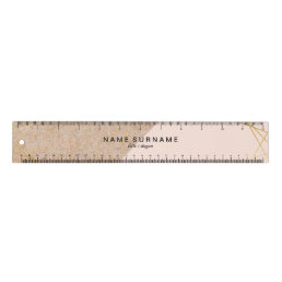 Geometric Gold KraftPrint Lt Pastel Pink 12&quot; Ruler