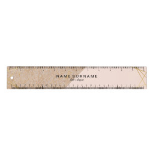 Geometric Gold KraftPrint Lt Pastel Pink 12" Ruler