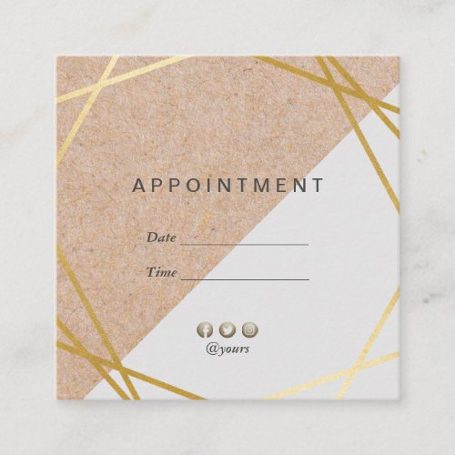Geometric Gold KraftPrinted Grey Appointment Square Business Card