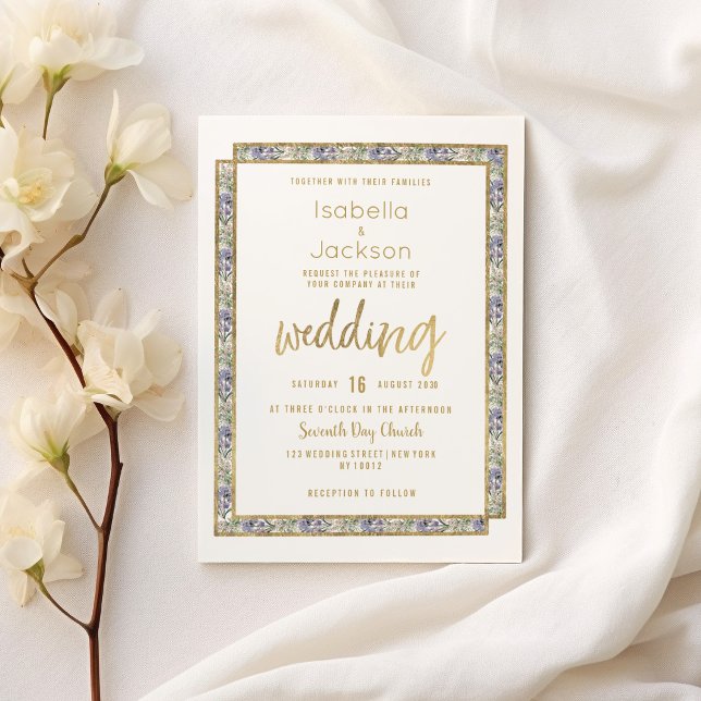 Geometric gold lavender pink floral Wedding Invitation (Geometric gold lavender pink floral Wedding )