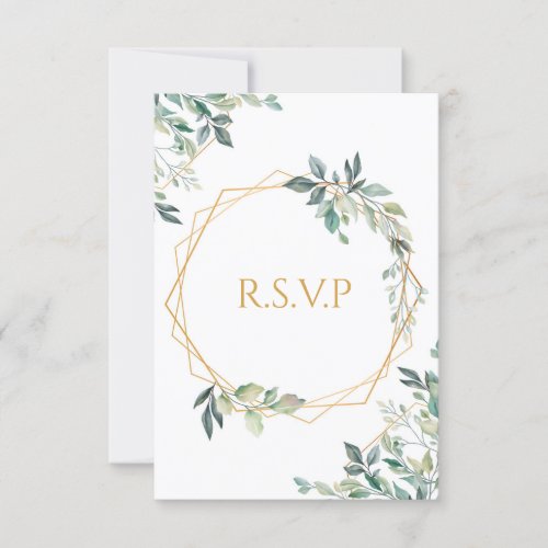 Geometric Gold Leaf Wedding RSVP Card
