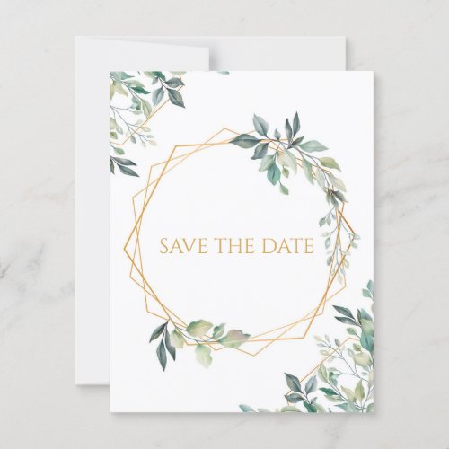 Geometric Gold Leaf Wedding Save The Date Card