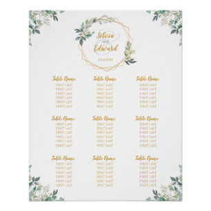 Geometric Gold Leaf Wedding Seating Chart