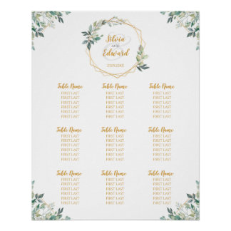 Geometric Gold Leaf Wedding Seating Chart
