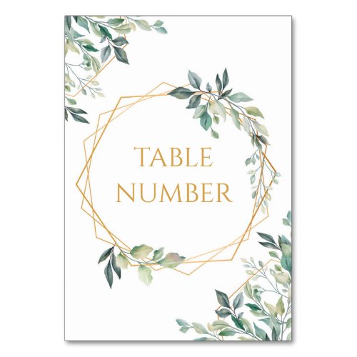 Geometric Gold Leaf Wedding Table Numbers