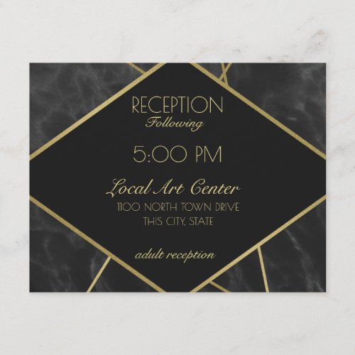 Geometric Gold Lines and Marble Reception Enclosure Card