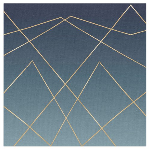 Geometric Gold Lines Blue Gradient Design Fabric