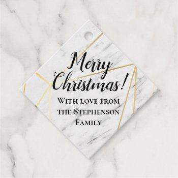 Geometric Gold Lines Modern Marble Holiday Gift Favor Tags by ChristmasCardShop at Zazzle