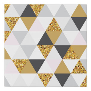 Geometric gold marble seamless pattern faux canvas print