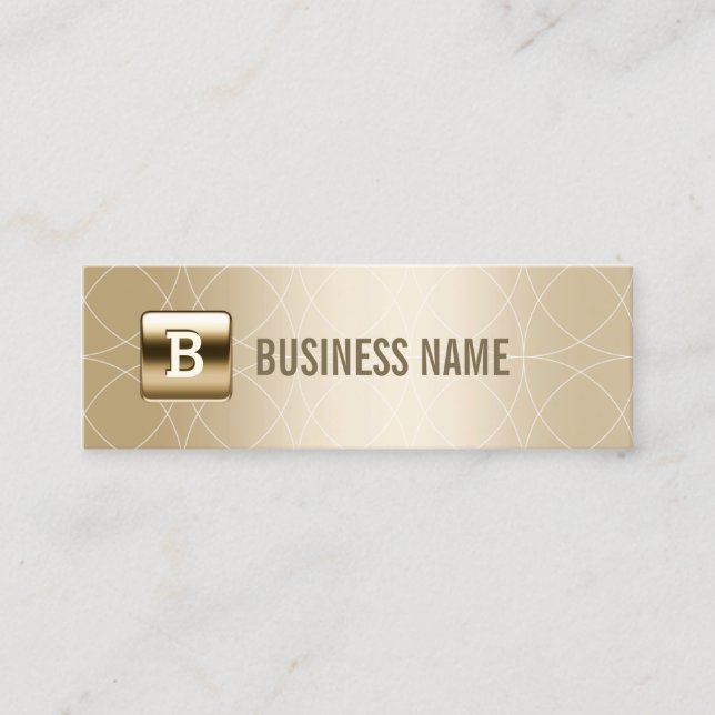 Geometric Gold Monogram Professional Mini Business Card (Front)