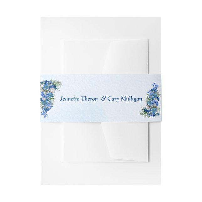 Geometric - Gold-Navy Blue Flower Invitation Belly Band (Front Example)