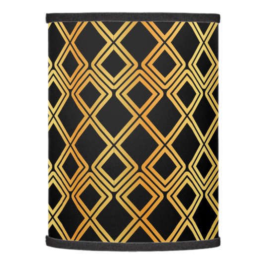 Geometric Gold On Black Stylish Modern Lamp Shade (Left)