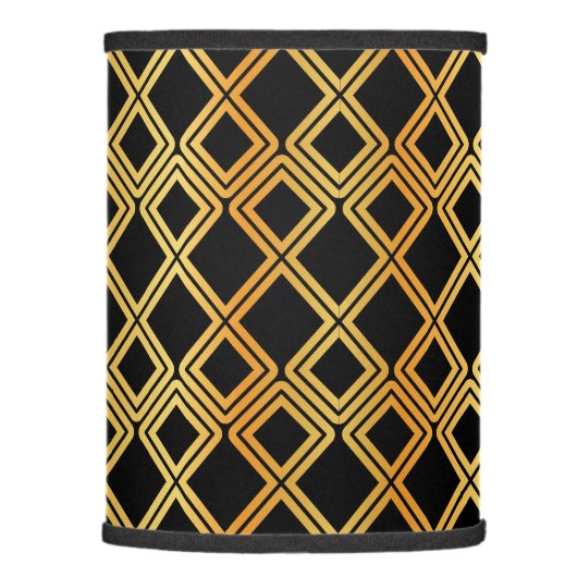 Geometric Gold On Black Stylish Modern Lamp Shade (Right)