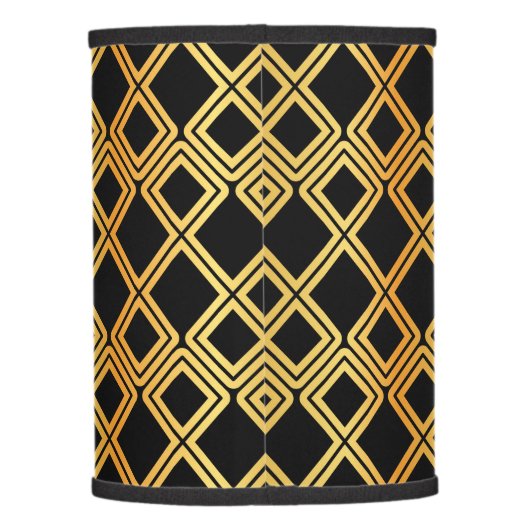 Geometric Gold On Black Stylish Modern Lamp Shade (Back)