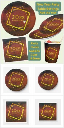 Geometric Gold on Wood Background New Year Set