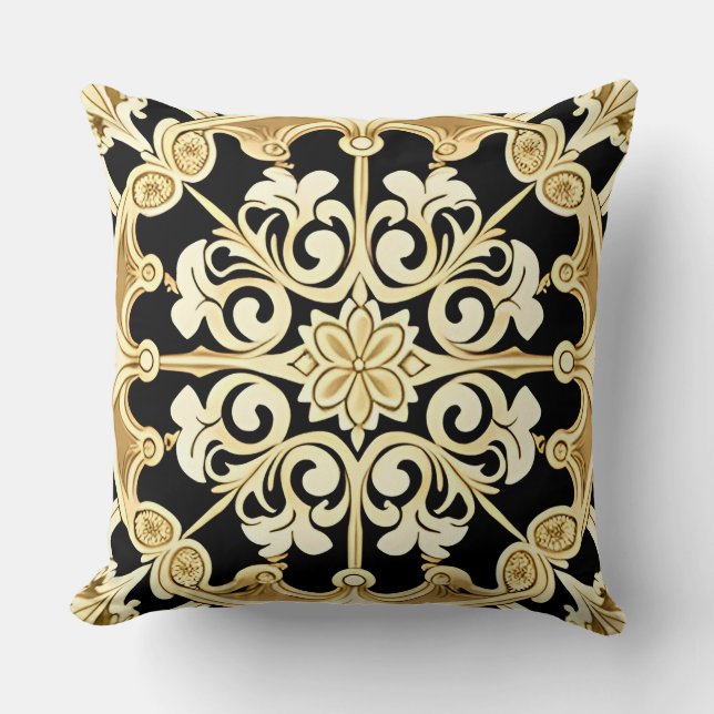 Geometric Gold Panel Throw Pillow (Front)