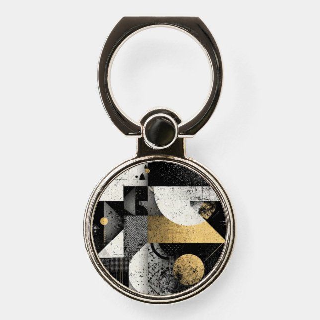 Geometric Gold Phone Ring (Front)