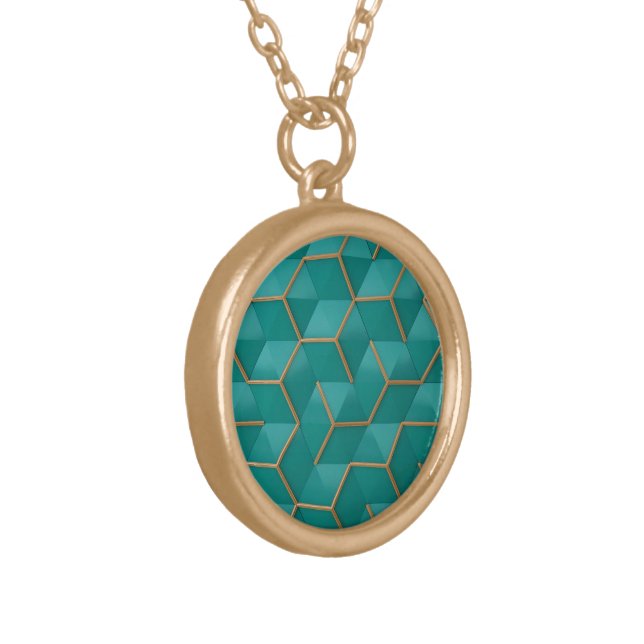 geometric gold plated necklace (Front Left)