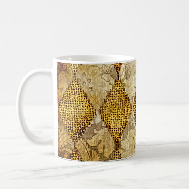 Geometric Gold: Retro Pattern Sophistication. Coffee Mug (Left)