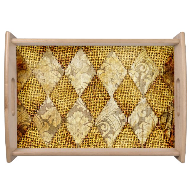 Geometric Gold: Retro Pattern Sophistication. Serving Tray (Front)