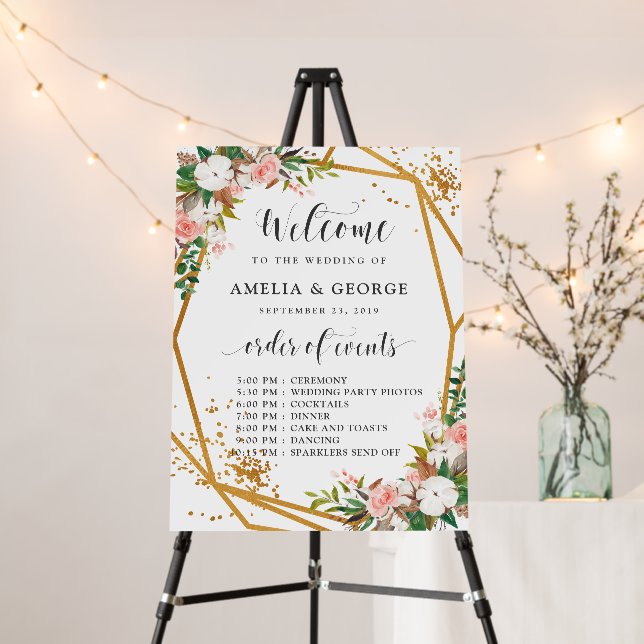 Geometric Gold Roses Cotton Program Foam Board (In Situ (Stand))