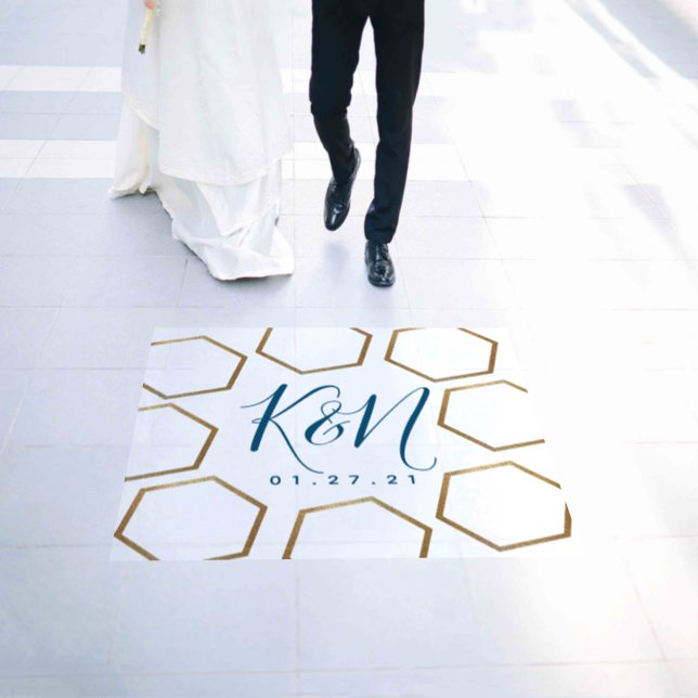 Geometric Gold Shapes Wedding Floor Decals (Wedding)