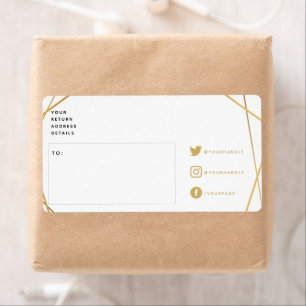 Geometric gold social icons shipping label
