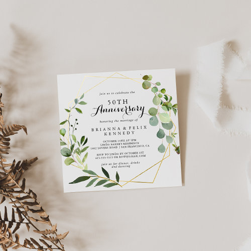 Geometric Gold Tropical 50th Wedding Anniversary